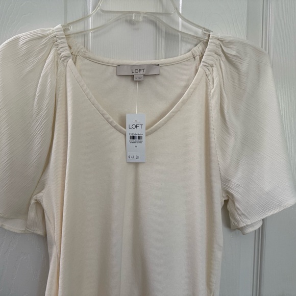 LOFT Ivory Short Sleeve Blouse - Picture 5 of 7